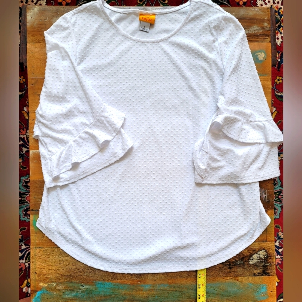 Ruby Rd White 3/4 sleeve Shirt L